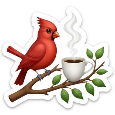 Cardinal with dove and a cup of coffee sticker