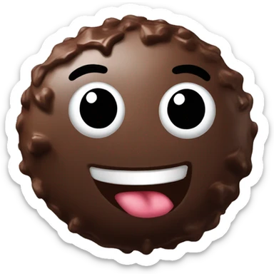 Create an animated chocolate truffle with expressive eyes, holding a notebook and ready to take an order! sticker