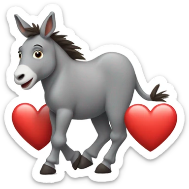 dancing donkey with a heart sticker