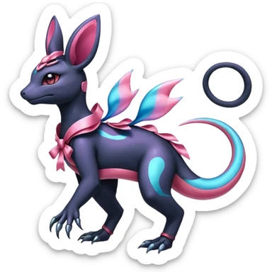 Shiny Nebulae Dusknoir-Salandit-Sylveon-Fakémon-hybrid-creature (full body)  sticker