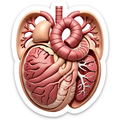 A highly detailed 3D accurate and anatomical model of the belly of a human, including the intestines, stomach, kidneys etc. Medical illustration style, realistic lighting, neutral background, hyper-detailed, scientific accuracy, 8K resolution sticker