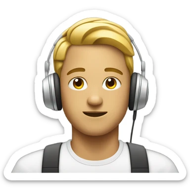 person listening to music with headpho sticker