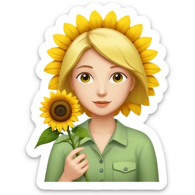 Mom holding a sunflower sticker