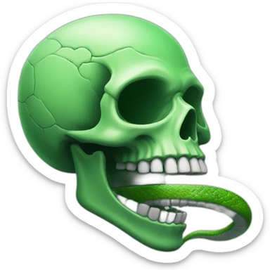 skull with open mouth green snake sticker