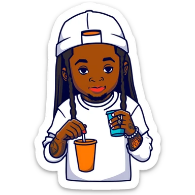 lil wayne with a double cup where one styrofoam cup is stacked inside another sticker