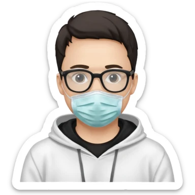 emojis.com man-with-medical-mask-and-white-hoody-and-black-glasses sticker