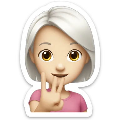 Small white skin girl showing three fingers sticker