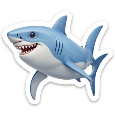 cartoon shark with two short legs, side profile, big smile, wearing blue Nike sneakers sticker
