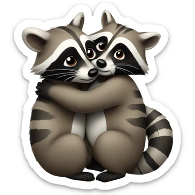two raccoons hugging sticker