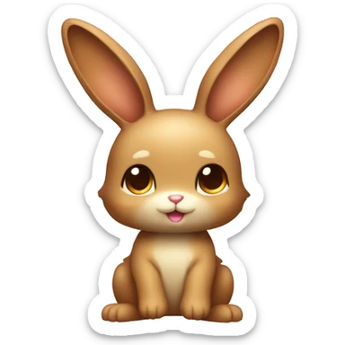 Cute Shiny Brown-Beige Fakémon-Bunny full body sticker