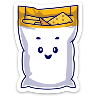 snack chip bag hiding behind database sticker