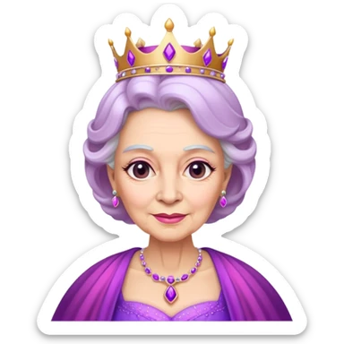 62 year old queen who wears pink and purple. sticker