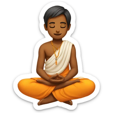 hindu boy meditating with saffron clothes sticker