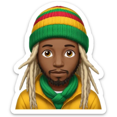 rasta black man with dreadlocks and colorful beanie sticker