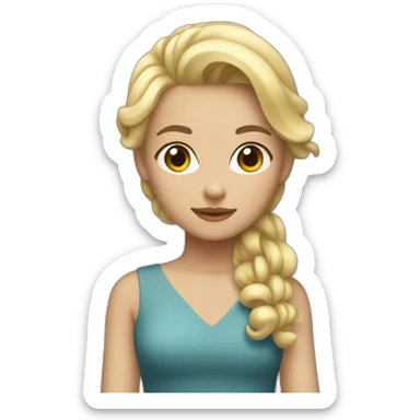 A blonde girl looks like a Jennie wearing a Rosie dress sticker