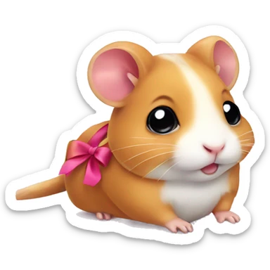 A cute hamster with a bow sticker