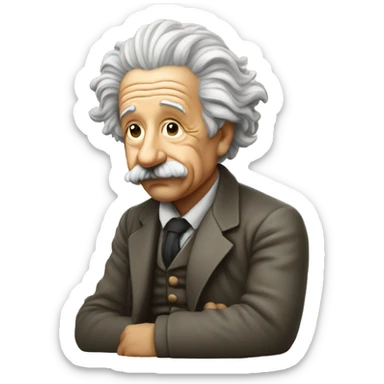 sitting philosopher albert einstein lean on hist fist sticker