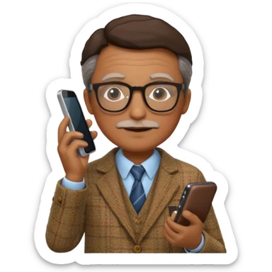 professor with phone sticker