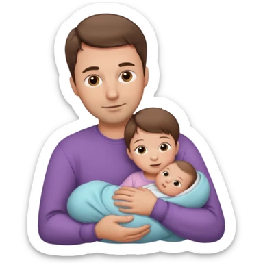 dad with short brown hair and fair skin with newborn baby girl sticker