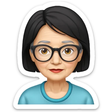 Old Lady 54 age black hair light skin sticker