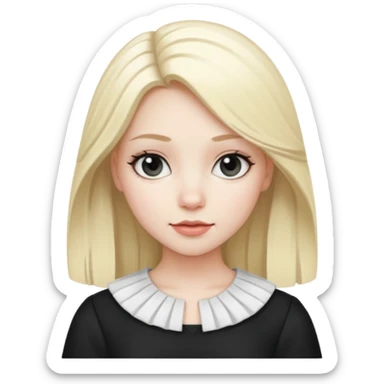 fair-haired girl with black and whi sticker