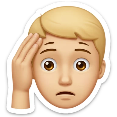 an embarrassed face scratching its head sticker