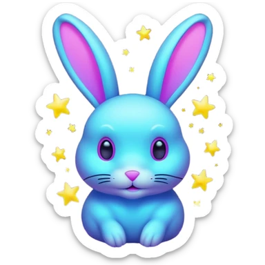neon rabbit made of starlight sticker