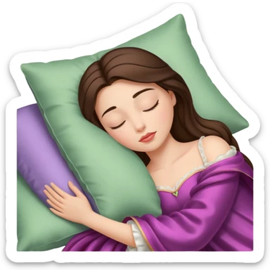 sleeping beauty brunette white girl with a silk pillow sticker