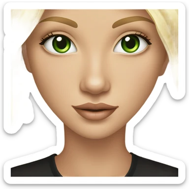 gorgeous long blonde girl cat eye green eyes gold jewlery light skin black shirt sticker