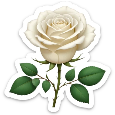 create a white rose flower with a stem sticker