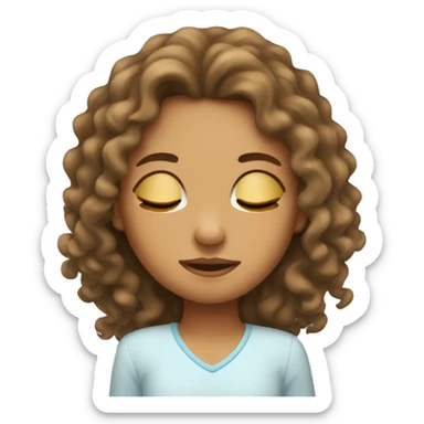 Girl with long curly hair sleeping sticker