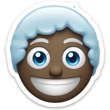 A half emoji with ice on it, smiling sticker