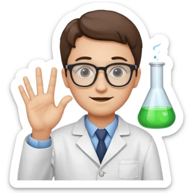 Nerd scientist emoji with those 🤓👆🥼 sticker