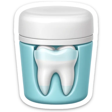Container inside with dental cap for teeth alignment sticker