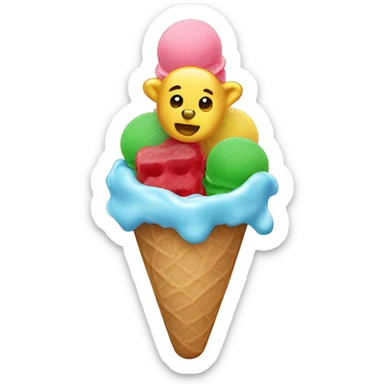 ice cream with gummy bears sticker