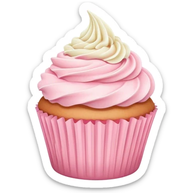 pastel pink cupcake with a white cup sticker
