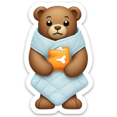 Teddy Bear Holding a Heating Pad: A teddy bear hugging a small heating pad inside a front pocket, representing cozy warmth and softness. sticker