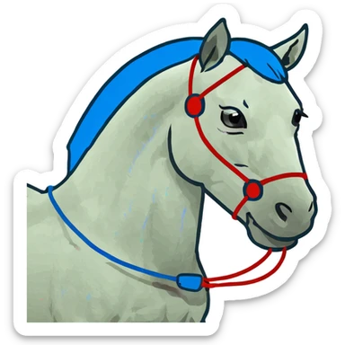 fast electric horse made of electricity, metal plates, bolts, visible blue and red wires, lightning coursing through its body sticker