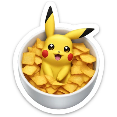 pikachu serves corn flakes breakfast  sticker