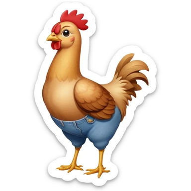 chicken wearing blue jeans and a crop top  sticker