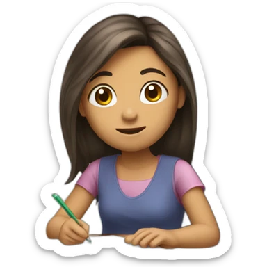 Menina estudando e sonhando sticker