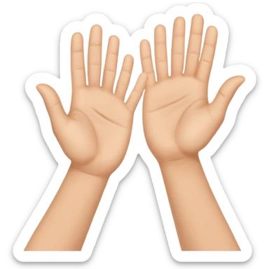 Side view of two human hands clapping together, realistic lighting, high detail sticker