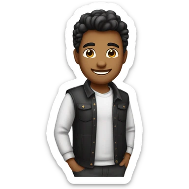 HOMBRE  con pelo negro liso de piel blanca feliz dando un corazón sticker