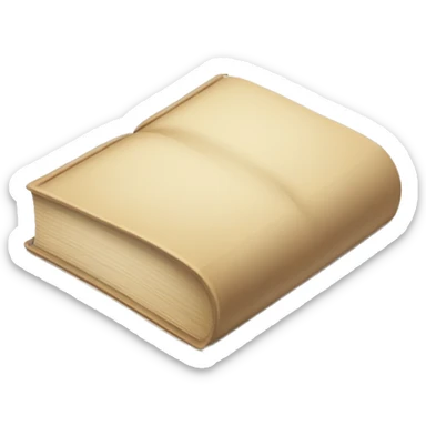 An open, hardcover book, depicted with a beige cover. Commonly used for various content concerning reading, writing, learning, and schooling. sticker