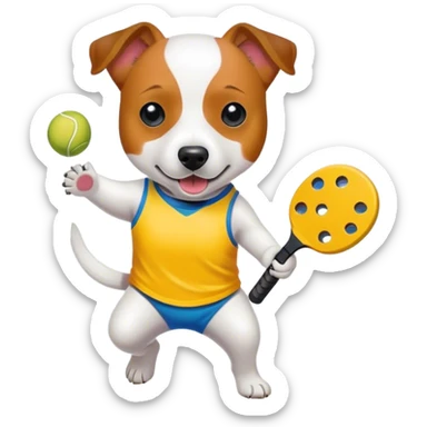 Jack Russell playing pickleball sticker