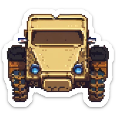 a digger construction vehicle, back view, pixel art style sticker