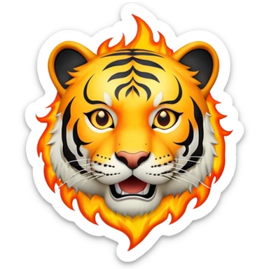 tiger face version of This is Fine meme with small flames for Twitch emote sticker