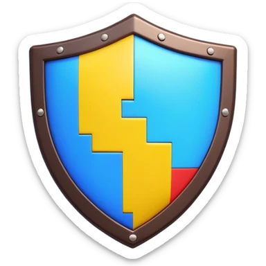 Clash of Clans aesthetic: Cinematic Playful Pixel 3D Shield Emoji, rendered in a 3D vector-style similar to standard emojis with minimal shading and bold, simplified shapes. A compact, distinct form with signature details, softly glowing with a pixelated adventure charm. Simplified yet unmistakably iconic, highly detailed and consistent, glowing with a soft radiance and high shine. Stylized with a touch of classic pixel-art charm and a soft glowing outline, capturing the essence of a beloved gaming relic with a friendly, playful manner! sticker