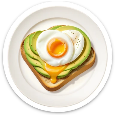 Avocado toast with a poached egg on top sticker