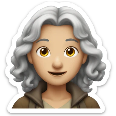 female hobbit with gray hair sticker